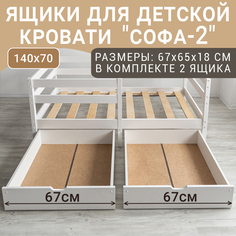 Выкатные ящики для кроватки ВОЛХАМ Софа-2, белый, 140х70 Volham