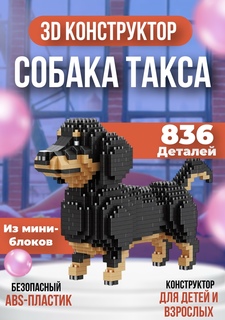 Конструктор 3D из миниблоков Собака Такса 836 деталей No Brand