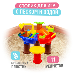 Игровой набор Solmax для песочницы, столик для песка и воды, 11 предметов, 45х47 см.