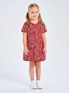 Платье детское Веселый малыш 28217, красный, 104