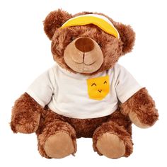 Мягкая игрушка Медведь в желтом ободке 25 см No Brand