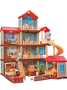 Кукольный домик принцессы со светом StarFriend (4 этажа, 2 куклы, 91 см)
