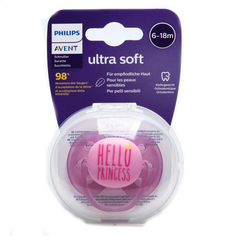 Пустышка ultra soft, Hello princess, 6-18 мес, 1 шт, для девочек Philips Avent