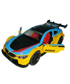 Машинка racing металлическая, инерционная, со светом, звуком, желто-синий No Brand