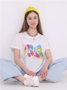 Футболка детская Апрель 274дев001Д2Р, белый Любовь акварель, 158