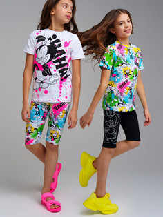 Легинсы укороченные, 2 пары PlayToday 12441091, 152, черный, разноцветный