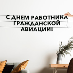 Гирлянда-растяжка С днем работника гражданской авиации VN867 черная No Brand