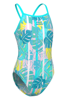 Купальник слитный детский Mad Wave Nera junior anti-chlor K1, голубой, 146