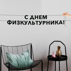 Гирлянда-растяжка С днем физкультурника VN919 черная No Brand