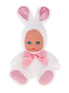 Мягкая игрушка с лицом куколки Fluffy Family Мой зайчонок белый