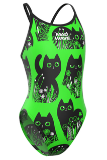 Купальник слитный детский Mad Wave Flare junior anti-ahlor D8, зеленый, 146