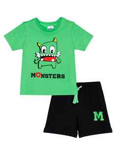 Костюм повседневный PlayToday 12419100, черный; зеленый, 80