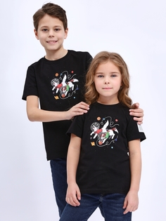 Футболка детская КосмоМерч ДФ, Белка и Стрелка черная, 98