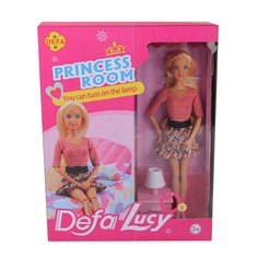 Набор с куклой DEFA Lucy Уютная спальня 29 см, кровать, аксессуары, розовый