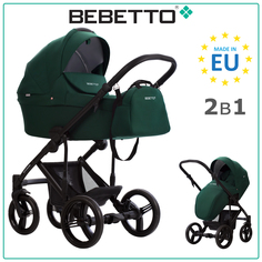 Коляска детская Bebetto 2 в 1 Magnum LIGHT 04, темно-зеленый, рама черная, 0+