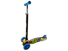 Самокат 4-х колесный, свет, аквапринт, арт. GT-4108P синий Импортные товары