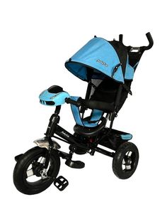 Велосипед 3 кол.Moby Kids Comfort 12x10 AIR CAR, синий меланж