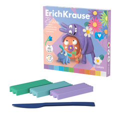 Пластилин классический ErichKrause Jolly Friends Pastel Bloom 12 цветов со стеком