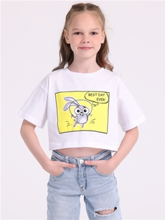 Футболка детская Апрель ф499001010Р1, белый Зайка скачет, 134