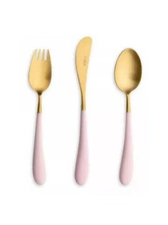 Набор столовых приборов Cutipol Alice pink gold детский нержавеющая сталь 3 предмета