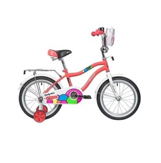 Велосипед NOVATRACK Candy городской (детский), рама 11", колеса 16", коралловый/белый, 11к