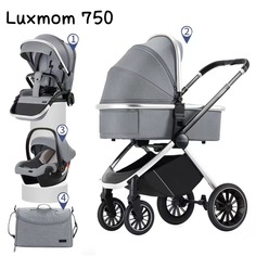 Детская Коляска 3 В 1 Luxmom 750, Серый