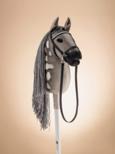 Мягкая игрушка Hobbyhorse Newstars H0001 Лошадка на палке серый графит 62 70 см