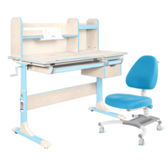 Комплект Anatomica парта Genius клен/голубой с голубым креслом Figra