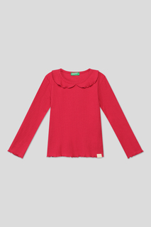 Футболка с длинным рукавом Benetton 3F1AG10AV, розовый, XS