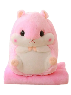 Мягкая игрушка Хомяк с пледом, розовый No Brand