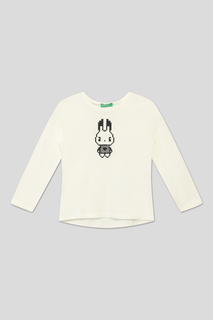 Футболка с длинным рукавом Benetton 3096G10AH, Молочный, 98