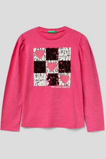 Футболка с длинным рукавом Benetton 3YN4C108T, розовый, XL