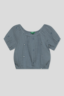 Блуза Benetton 50BTCQ018, голубой, L