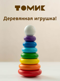 Пирамидка деревянная развивающая Томик Радуга 8 дет П-08