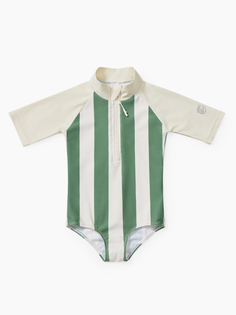 Купальник слитный детский Happy Baby 50657, green-stripe, 104