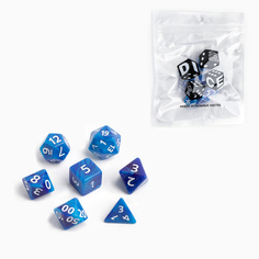 Набор кубиков для D&D (Dungeons and Dragons, ДнД) "Время игры", серия:D&D,7 шт, сине-голуб