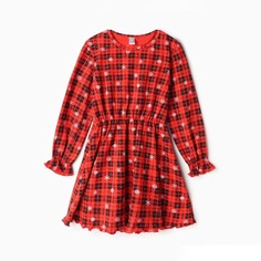 Платье для девочки, цвет красный/клетка, рост 128 см Lets GO