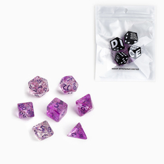 Набор кубиков для D&D (Dungeons and Dragons, ДнД) "Время игры", серия: D&D, 7 шт, розовые