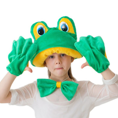 Карнавальный костюм "Лягушка-квакушка", меховая шапка, бабочка, перчатки, рост 122-134 см Страна Карнавалия