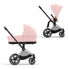 Коляска детская Cybex Priam IV Коляска 2 в 1, шасси IV Chrome Black Peach Pink