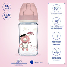 Бутылочка CANPOL Babies Bonjour Paris c широким горлом 240мл, розовый, 3м+
