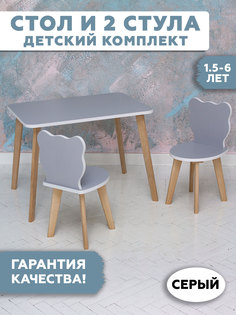 Комплект детской мебели RuLes стол прямоугольный, стульчики серые