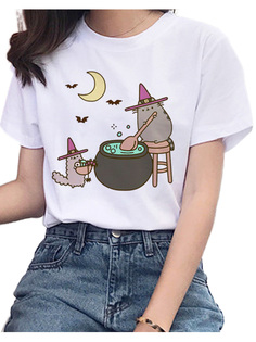 Футболка StarFriend кот Пушин варит зелье Pusheen белая размер L