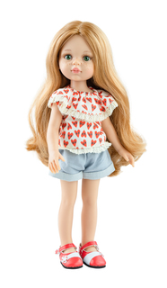 Топ с сердечками и джинсовые шорты Paola Reina для кукол 32 см, 54471