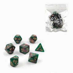 Набор кубиков для D&D Dungeons and Dragons, ДнД Время игры, 7 шт зеленый, розовый