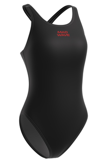 Купальник слитный детский Mad Wave Afra junior anti-chlor, черный, 146