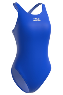 Купальник слитный детский Mad Wave Afra junior anti-chlor, синий, 158