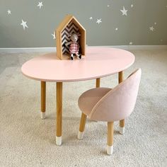 Комплект детской мебели DIMDOM kids, стол Овал розовый, Мягкий стульчик Розовый