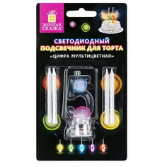 Набор из 6 шт, Цифра-подсвечник "5" светодиодная, ЗОЛОТАЯ СКАЗКА, в наборе 4 свечи 6 см, 1