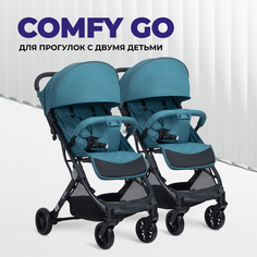 Прогулочная коляска для двойни и погодок Farfello Comfy Go, темно-бирюзовый CG-19x2